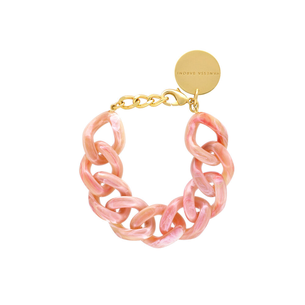 Flat Chain armbånd - peach marble